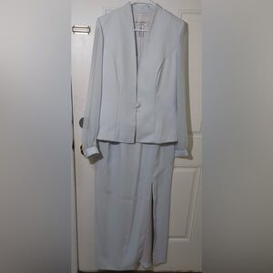 Vintage JR Nites by Caliendo 2-pc Formal Maxi Dress & Jacket Set- Light blue